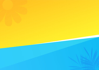 Wall Mural - yellow and blue grunge abstract banner design with sunflower and palm leaf illustration. banner design for summer activities and promotions