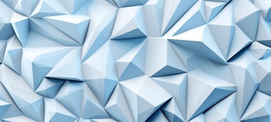 Aufkleber - Abstract wide light blue texture with geometric triangular 3d triangles pattern wall background banner illustration, textured backdrop for design web, wallpaper (Generative Ai)