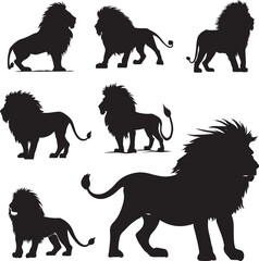 Wall Mural - lion silhouettes collection, Lion silhouette vector collection set. isolated on white background