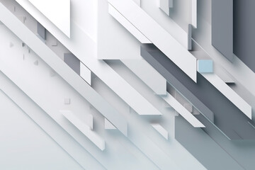 Wall Mural - Abstract white futuristic blocks background. Sci-fi illustration. Ai generated