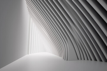 Wall Mural - Abstract minimalistic white futuristic corridor background. Ai generated