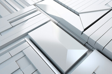 Wall Mural - Abstract white futuristic blocks background. Sci-fi illustration. Ai generated