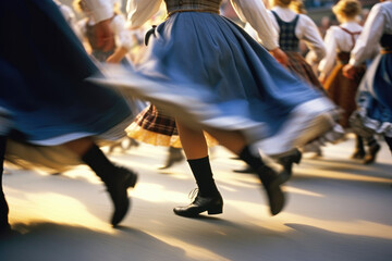 Immersed in the Energetic Atmosphere of a Bavarian Dance Festival. Generative AI