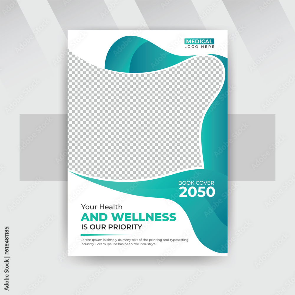 Medical and Healthcare book cover Design heading brochure cover, doctor and clinic flyer for Brochure, Annual report, Magazine, Poster, Portfolio, Flyer, catalog