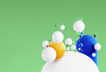 Wall Mural - Abstract modern white, yellow and blue circle shape on green background