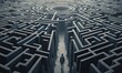 a man standing in front of a maze Generative AI