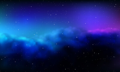 Wall Mural - Realistic space cloud nebula shining stars colorful cosmos stardust milky way magic color galaxy universe starry night background vector
