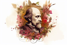 William Shakespeare Famous Poet Writer Art Illustration ,generated Ai