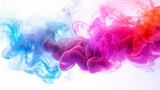 Colorful smoke on white background, vivid colored smoke