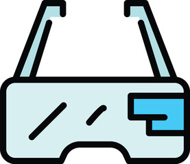 Poster - Gaming glasses icon. Outline Gaming glasses vector icon for web design isolated on white background color flat
