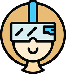 Poster - Man virtual headset icon. Outline Man virtual headset vector icon for web design isolated on white background color flat