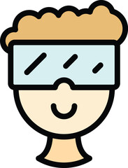 Poster - Viewing virtual reality icon. Outline Viewing virtual reality vector icon for web design isolated on white background color flat