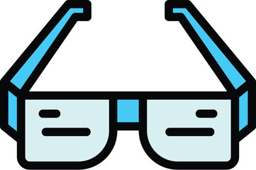 Poster - Movie glasses icon. Outline Movie glasses vector icon for web design isolated on white background color flat
