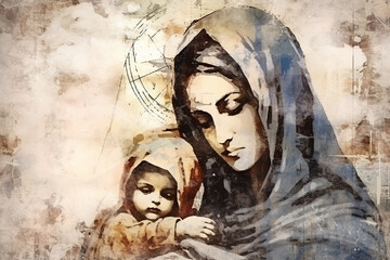 Wall Mural - Virgen del Carmen, Blessed Virgin Mary, Our Lady Nossa Senhora do Carmo, mother of God in the Catholic religion, Madonna, religion faith Christianity Jesus Christ, saints holy.