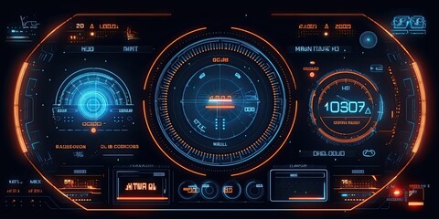 Futuristic HUD screen data hologram. Generative AI