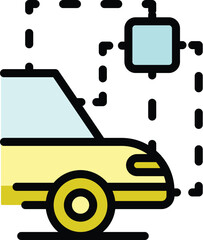 Poster - Self parking car icon. Outline Self parking car vector icon for web design isolated on white background color flat