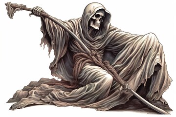 Poster - reaper isolated on white background. Generated by AI