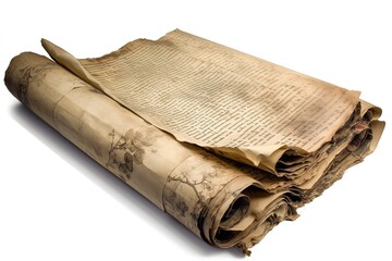 Aufkleber - aged paper isolated on white background. AI generated
