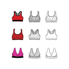 Wall Mural - Set of Woman Bra Sport design template, fashion for woman vector design