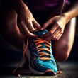 © VexoraImages - woman tying the laces of her running shoes. Healthy living concept
