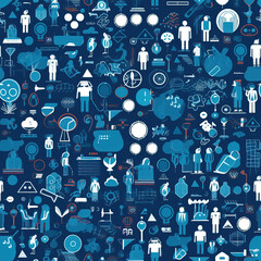 Wall Mural - People connecting - digital network connectivity seamless repeat pattern, business networking presentation theme