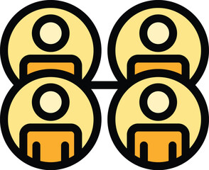 Poster - Colleague modern group icon. Outline Colleague modern group vector icon for web design isolated on white background color flat