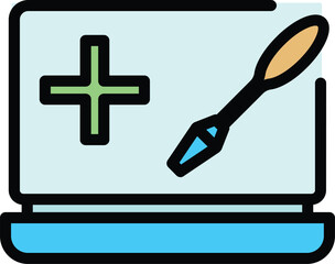 Poster - Fixing laptop icon. Outline Fixing laptop vector icon for web design isolated on white background color flat