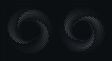 Fototapeta  - Spiral circular rhythm sound wave on dark background.