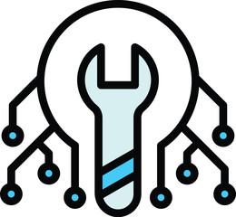 Poster - Technical laptop icon. Outline Technical laptop vector icon for web design isolated on white background color flat