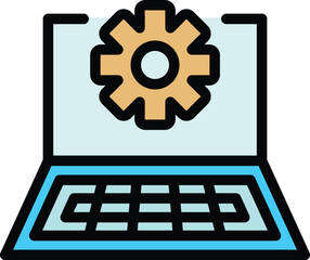 Poster - Service help computer icon. Outline Service help computer vector icon for web design isolated on white background color flat