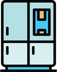 Poster - Modern fridge icon. Outline Modern fridge vector icon for web design isolated on white background color flat