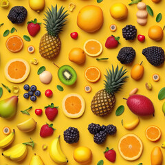 Fruits 3d colorful seamless repeat pattern
