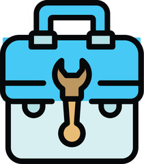 Poster - Repair service suitcase icon. Outline Repair service suitcase vector icon for web design isolated on white background color flat