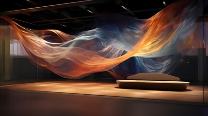  A three - dimensional abstract installation design, utilizing materials like wire, glass, and fabric to create a visually engaging and immersive desktop background experience. (Generative AI)