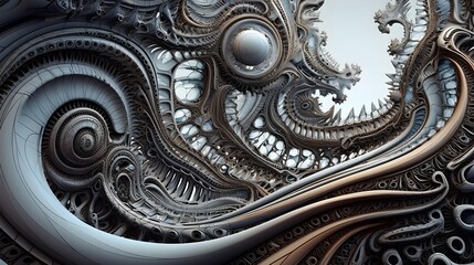 A three - dimensional fractal structure with intricate details and infinite complexity. (Generative AI)