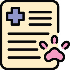 Poster - Veterinary clinic medical report icon. Outline Veterinary clinic medical report vector icon for web design isolated on white background color flat