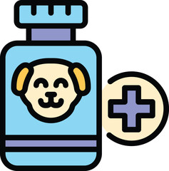Poster - Dog care pills icon. Outline Dog care pills vector icon for web design isolated on white background color flat