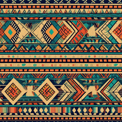 Aztec geometric ethnic seamless repeat pattern