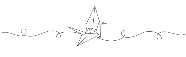 Wall Mural - Line art vector illustration of swan origami