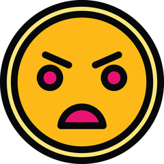 Poster - Furious smile icon. Outline Furious smile vector icon for web design isolated on white background color flat