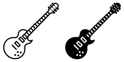 Poster - ofvs382 OutlineFilledVectorSign ofvs - electric guitar vector icon . heavy metal . open air concert . isolated transparent . black outline and filled version . AI 10 / EPS 10 / PNG . g11722