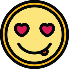 Poster - Love smile icon. Outline Love smile vector icon for web design isolated on white background color flat