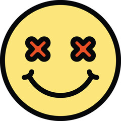 Poster - Crossed eyes emoji icon. Outline Crossed eyes emoji vector icon for web design isolated on white background color flat