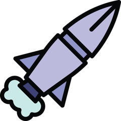 Poster - Rocket ship icon. Outline Rocket ship vector icon for web design isolated on white background color flat