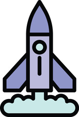 Poster - Rocket smoke icon. Outline Rocket smoke vector icon for web design isolated on white background color flat
