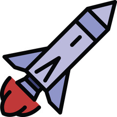 Poster - Galaxy rocket icon. Outline Galaxy rocket vector icon for web design isolated on white background color flat