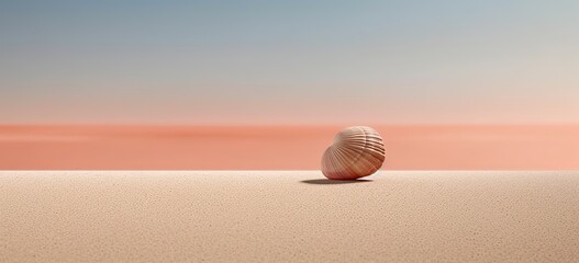 Wall Mural - dreamy atmosphere background seashell on sandy sunset beach, Generative Ai