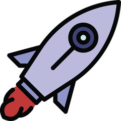 Poster - Flying rocket icon. Outline Flying rocket vector icon for web design isolated on white background color flat