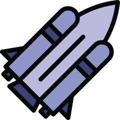 Poster - Fast space shuttle icon. Outline Fast space shuttle vector icon for web design isolated on white background color flat