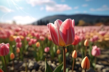 Aufkleber - tulip field. generated by Ai.
